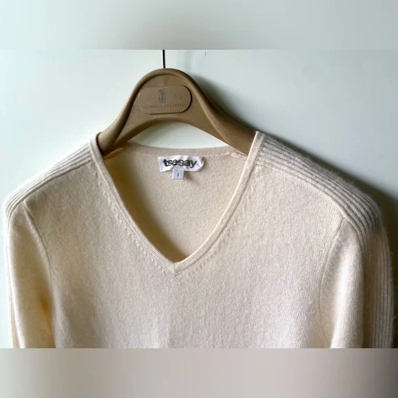 EUC TSE Cashmere Sweater, Long, Pockets, light rose cream, size S - Picture 2 of 8